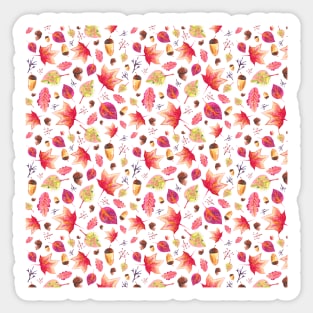 Autumn Botanicals Colorful Watercolor Pattern - Black Sticker